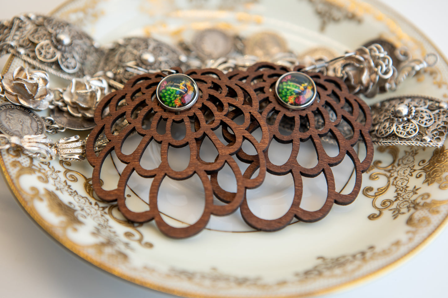 Peacock Wooden Earrings