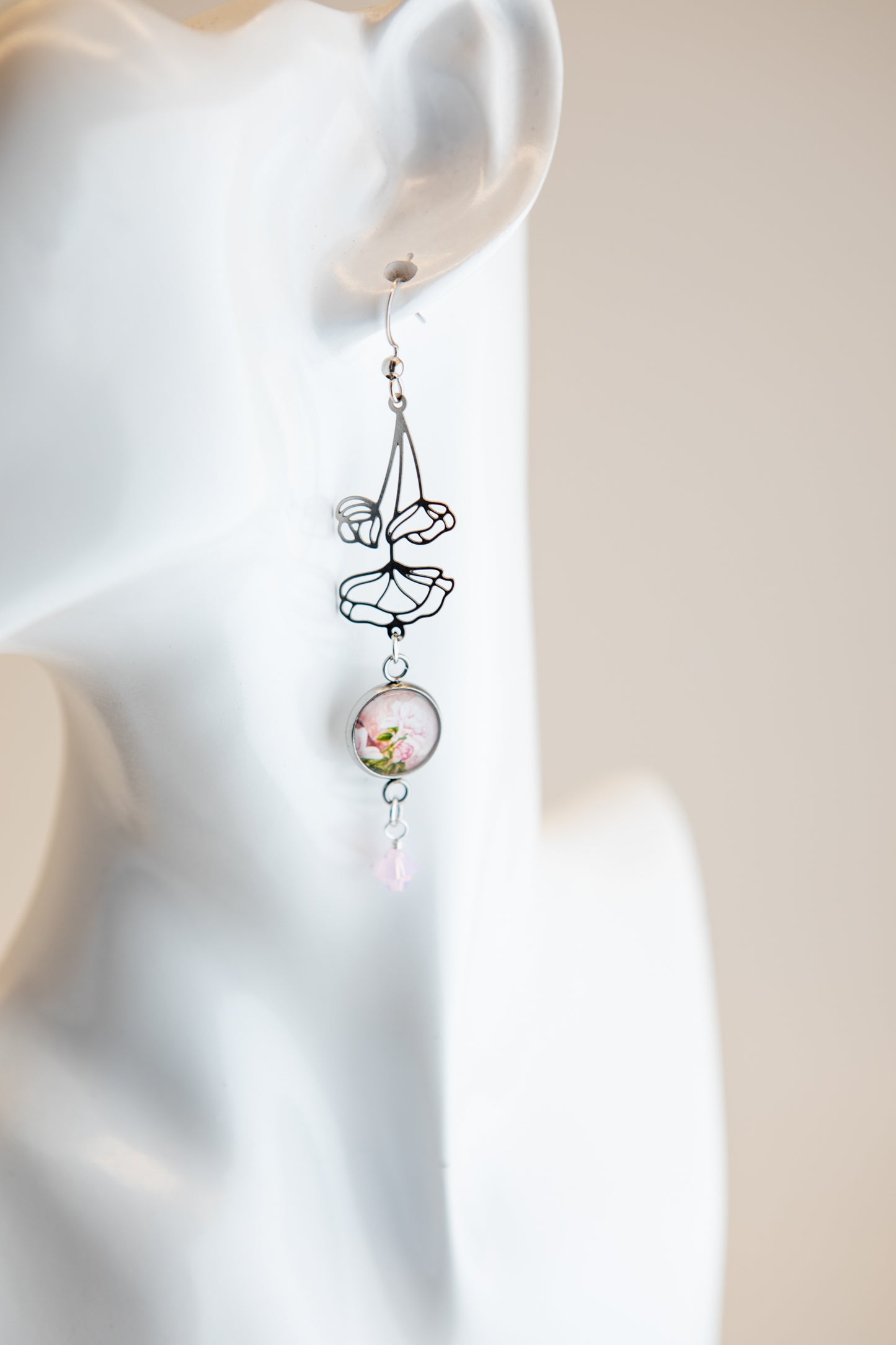 Transcendent Rose Art Nouveau Stainless Steel Earrings