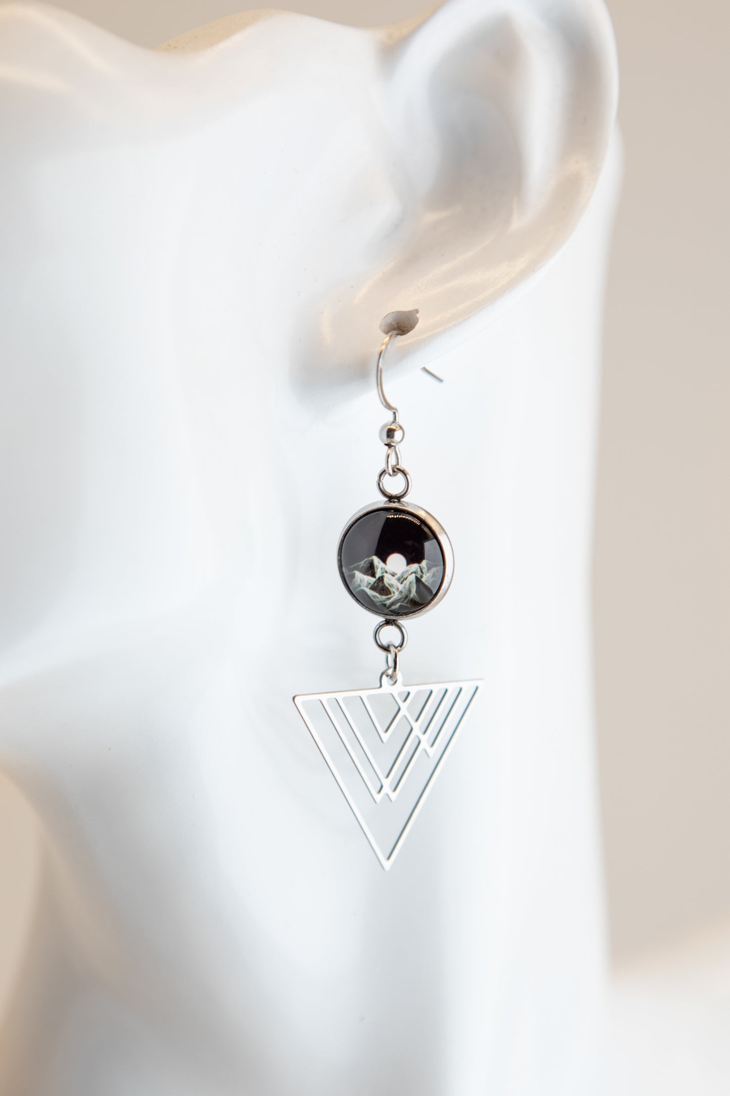 Mountain Moonrise Stainless Steel Earrings