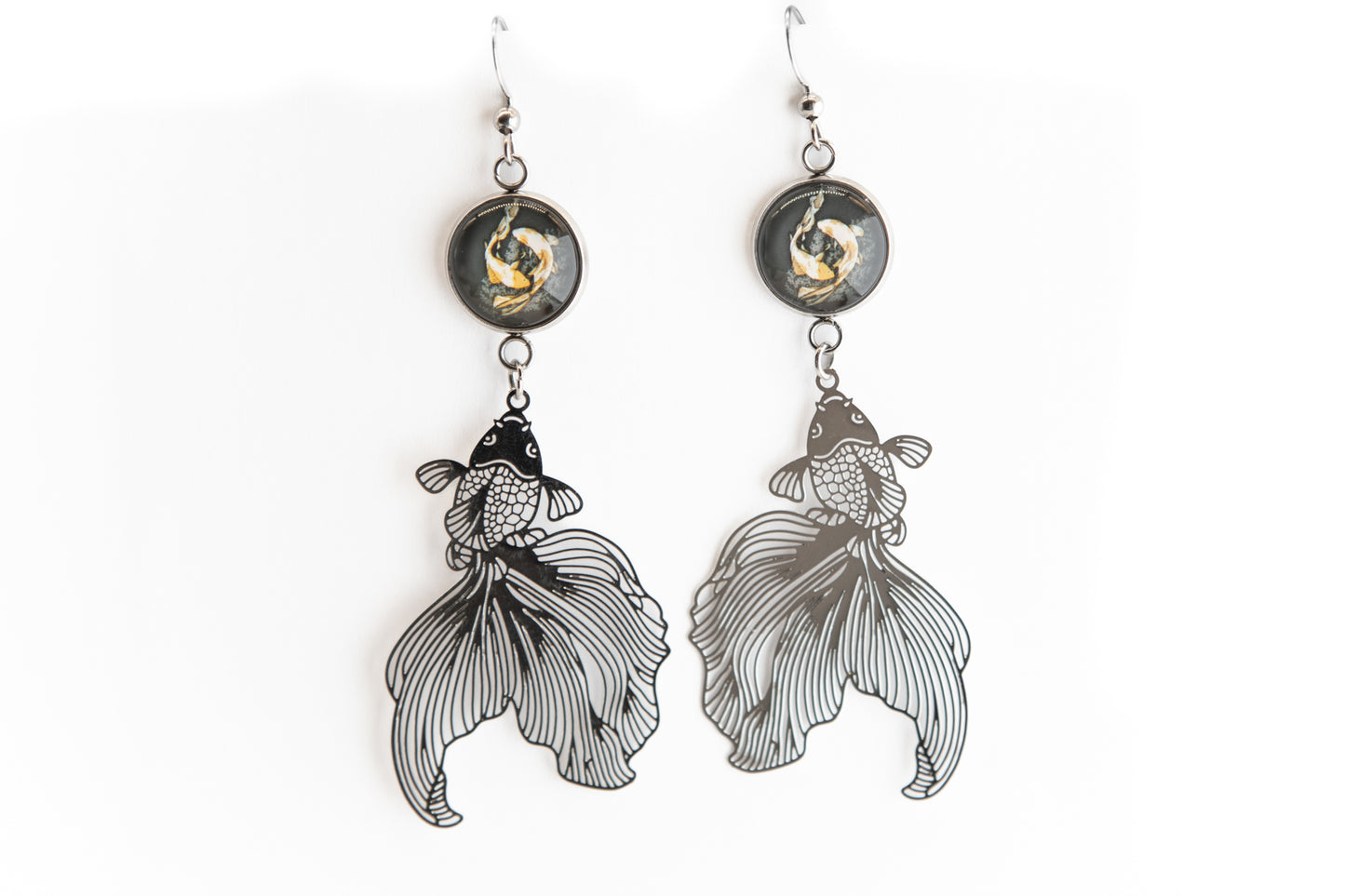 Koi Fish Art Nouveau Stainless Steel Earrings