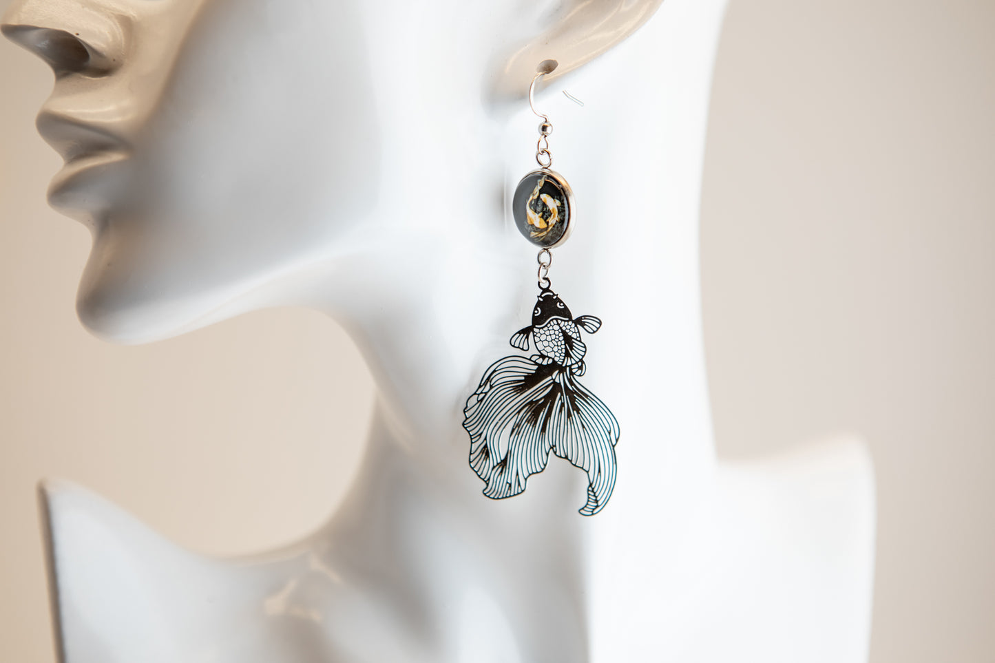 Koi Fish Art Nouveau Stainless Steel Earrings