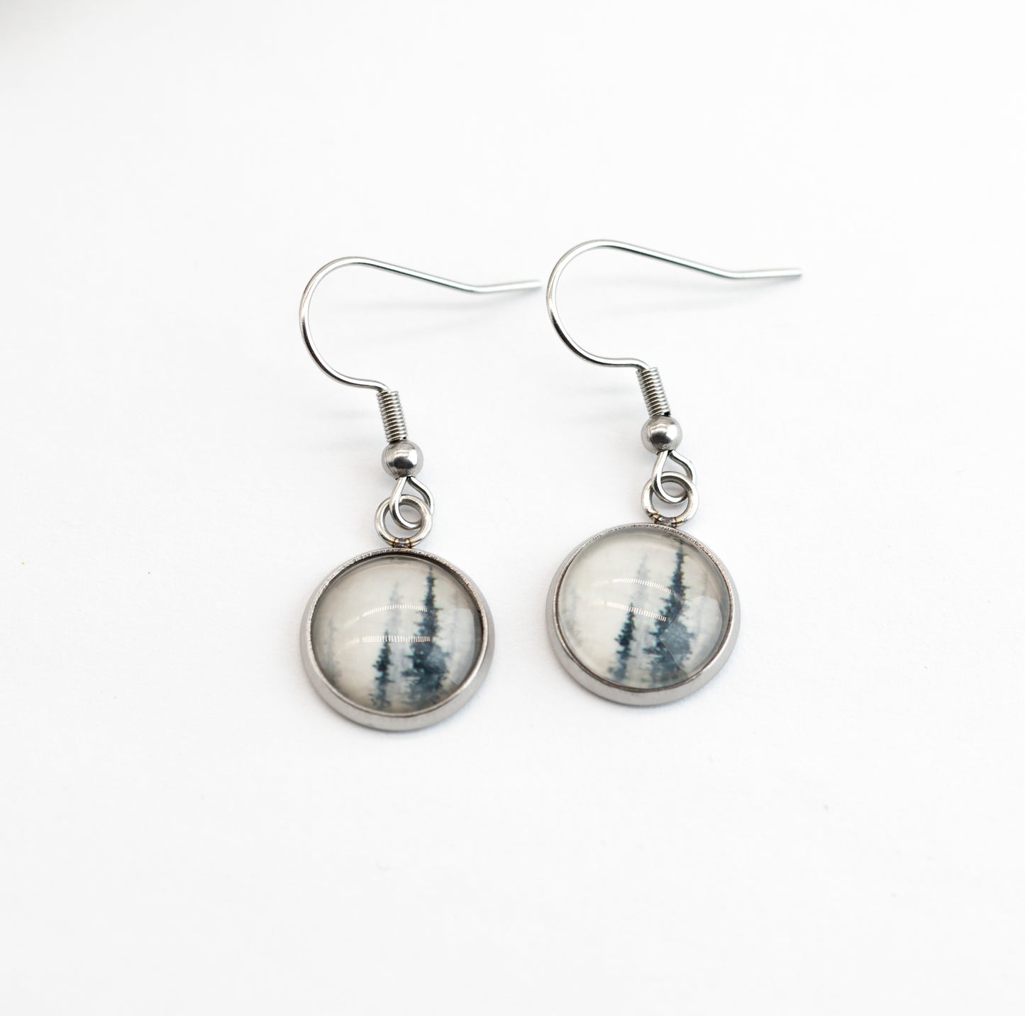 Ice Fog Stainless Steel and Glass Earrings Small