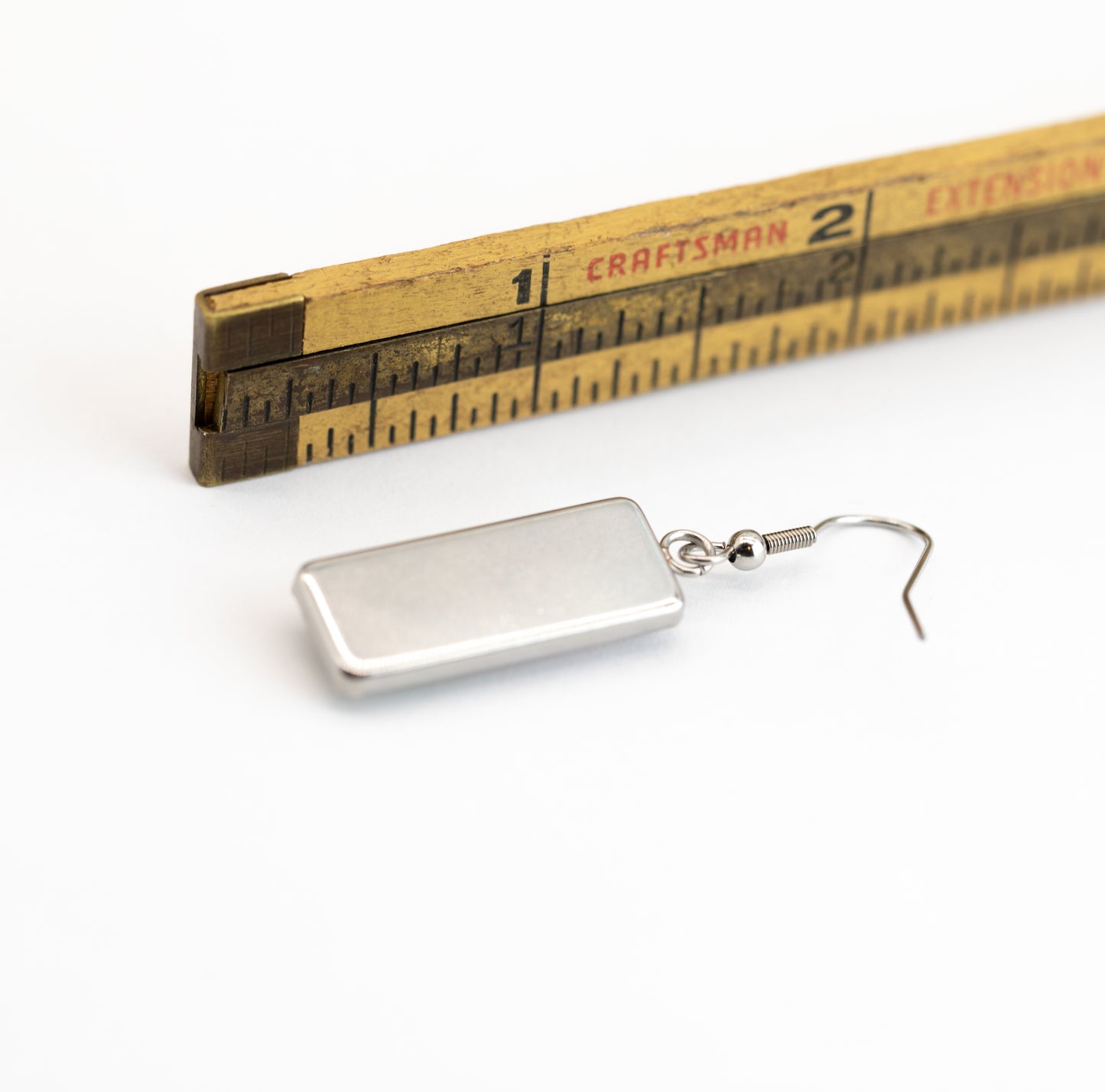 Fireweed Rectangle Steel and Glass Earrings