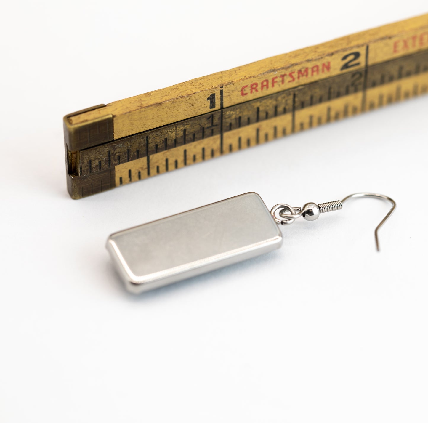 Black Spruce Forest Rectangle Steel and Glass Earrings