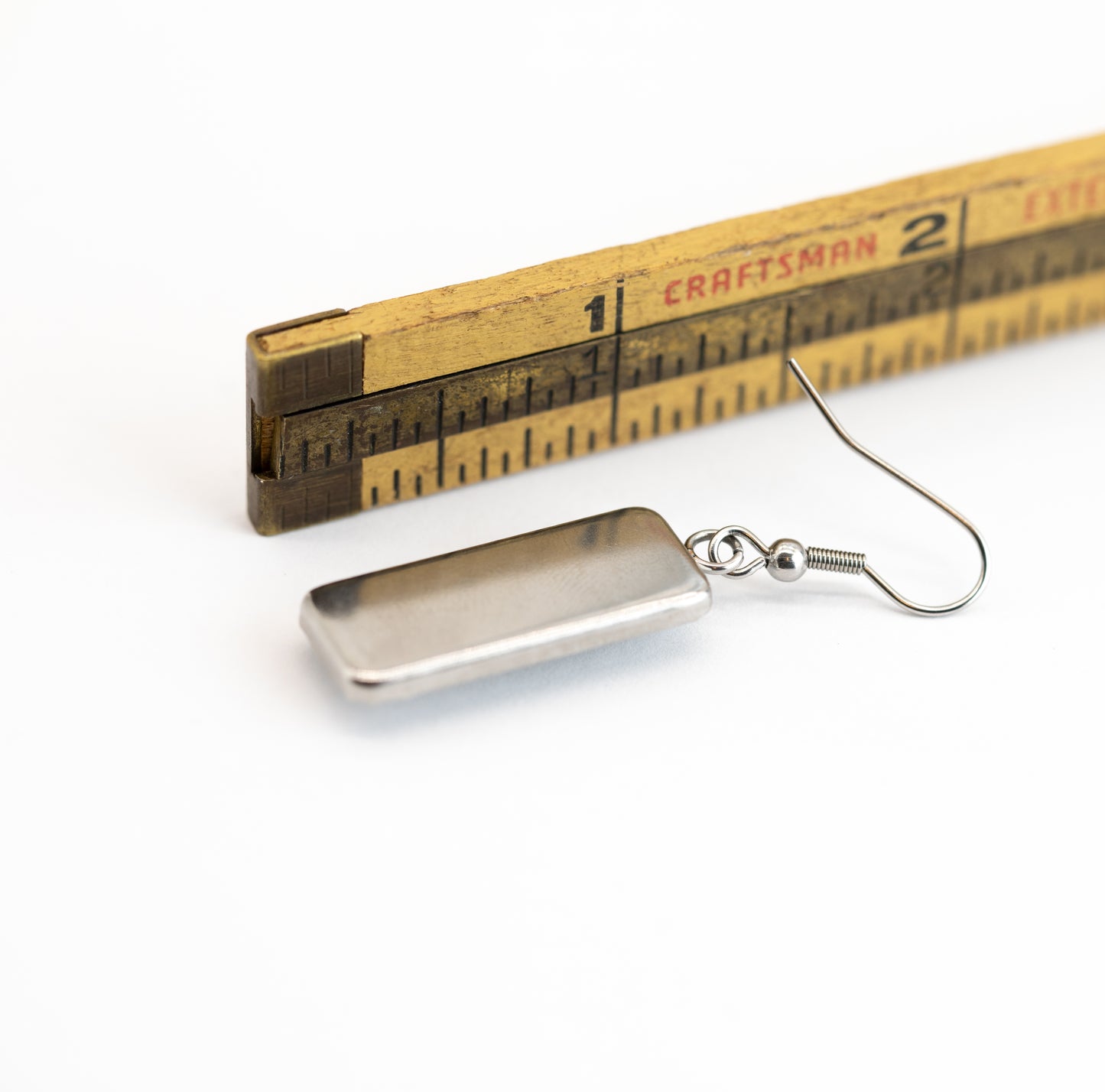 Spruce Rectangle Steel and Glass Earrings