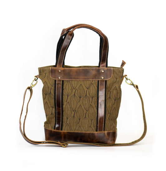 Botanical Leaves Recycled Canvas Crossbody Tote