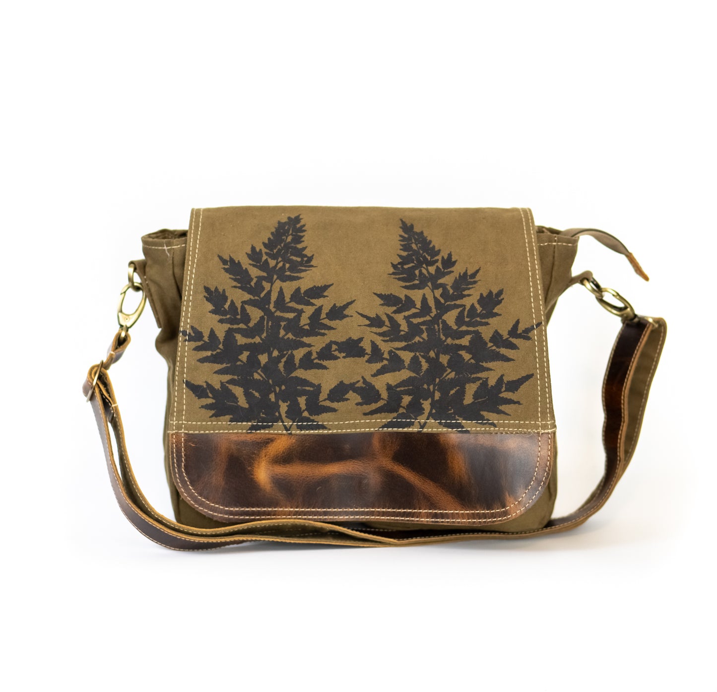 Forest Ferns Recycled Canvas Saddle Bag
