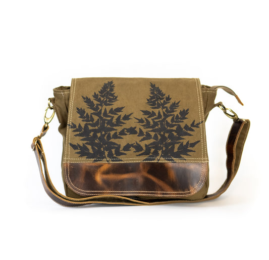Forest Ferns Recycled Canvas Saddle Bag
