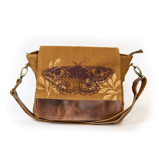 Moth Rising Recycled Canvas Saddle Bag