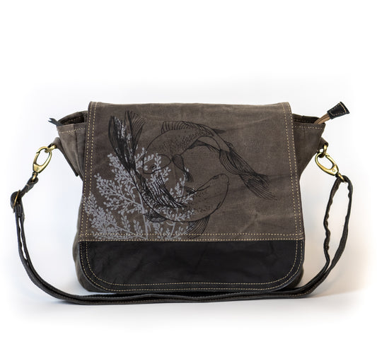 Circle of Koi Recycled Canvas Saddle Bag
