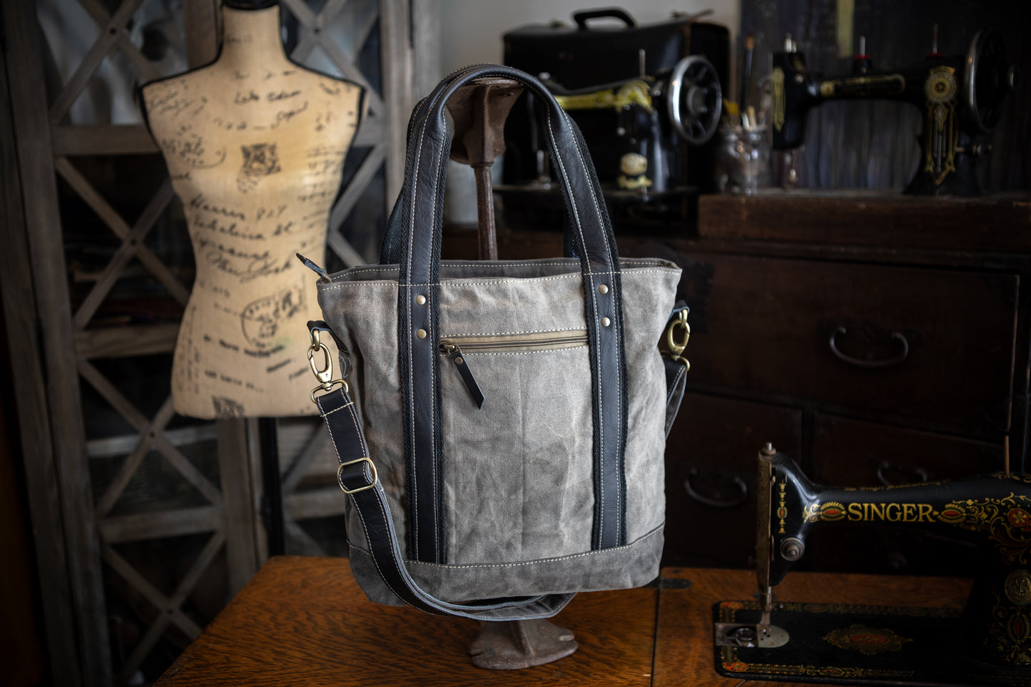 Spider Mums Recycled Canvas Crossbody Tote