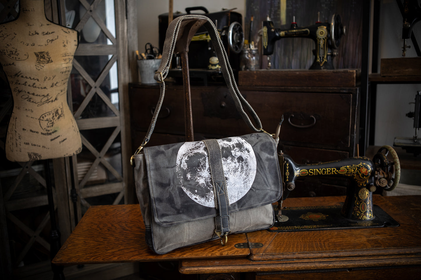Full Moon Recycled Medium Canvas Laptop Bag