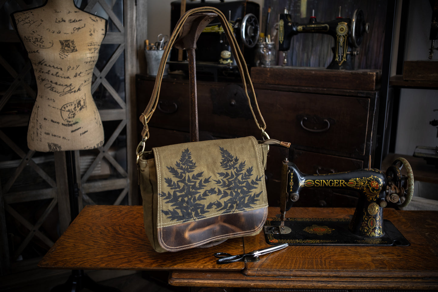 Forest Ferns Recycled Canvas Saddle Bag
