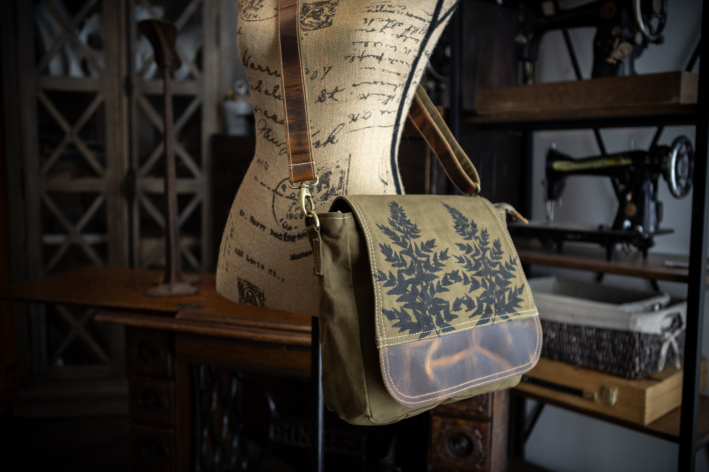 Forest Ferns Recycled Canvas Saddle Bag