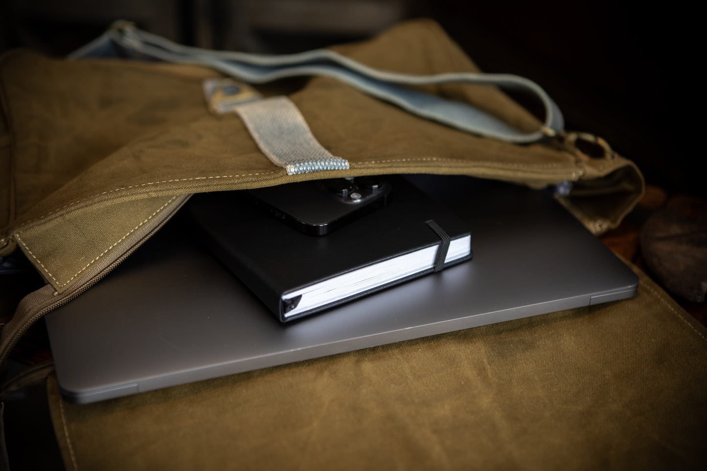 Black Spruce Triad Recycled Medium Canvas Laptop Bag