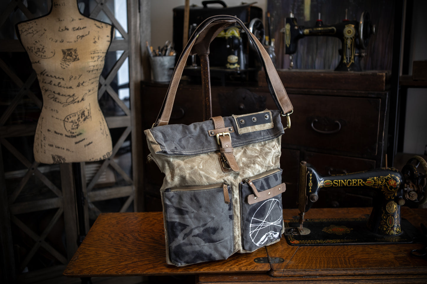 Mountain Peak Pocketed Recycled Canvas Crossbody Tote