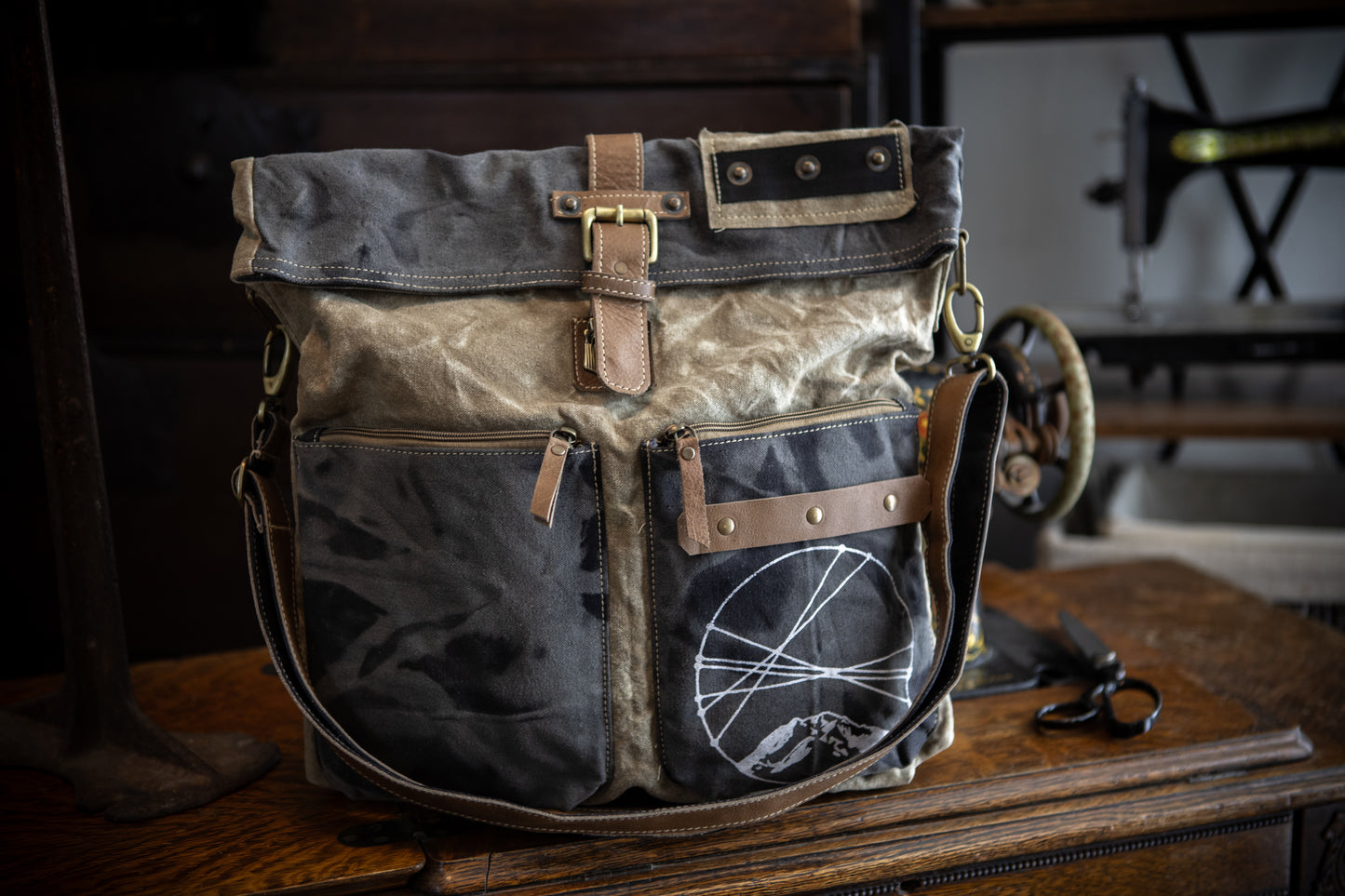 Mountain Peak Pocketed Recycled Canvas Crossbody Tote