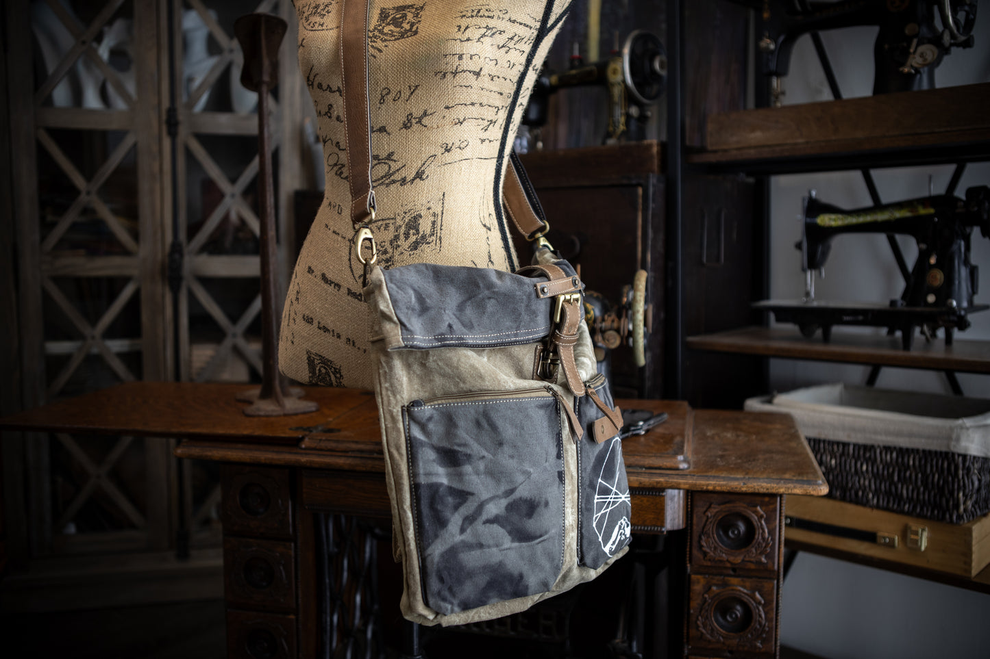 Mountain Peak Pocketed Recycled Canvas Crossbody Tote