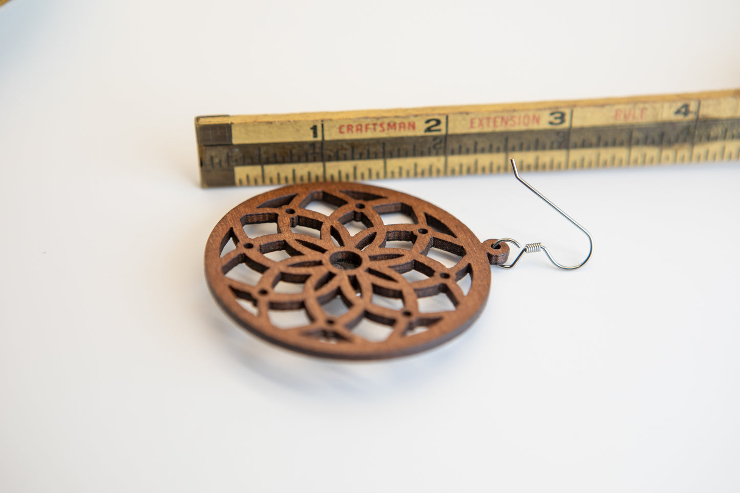 Floral Chickadee Wooden Earrings