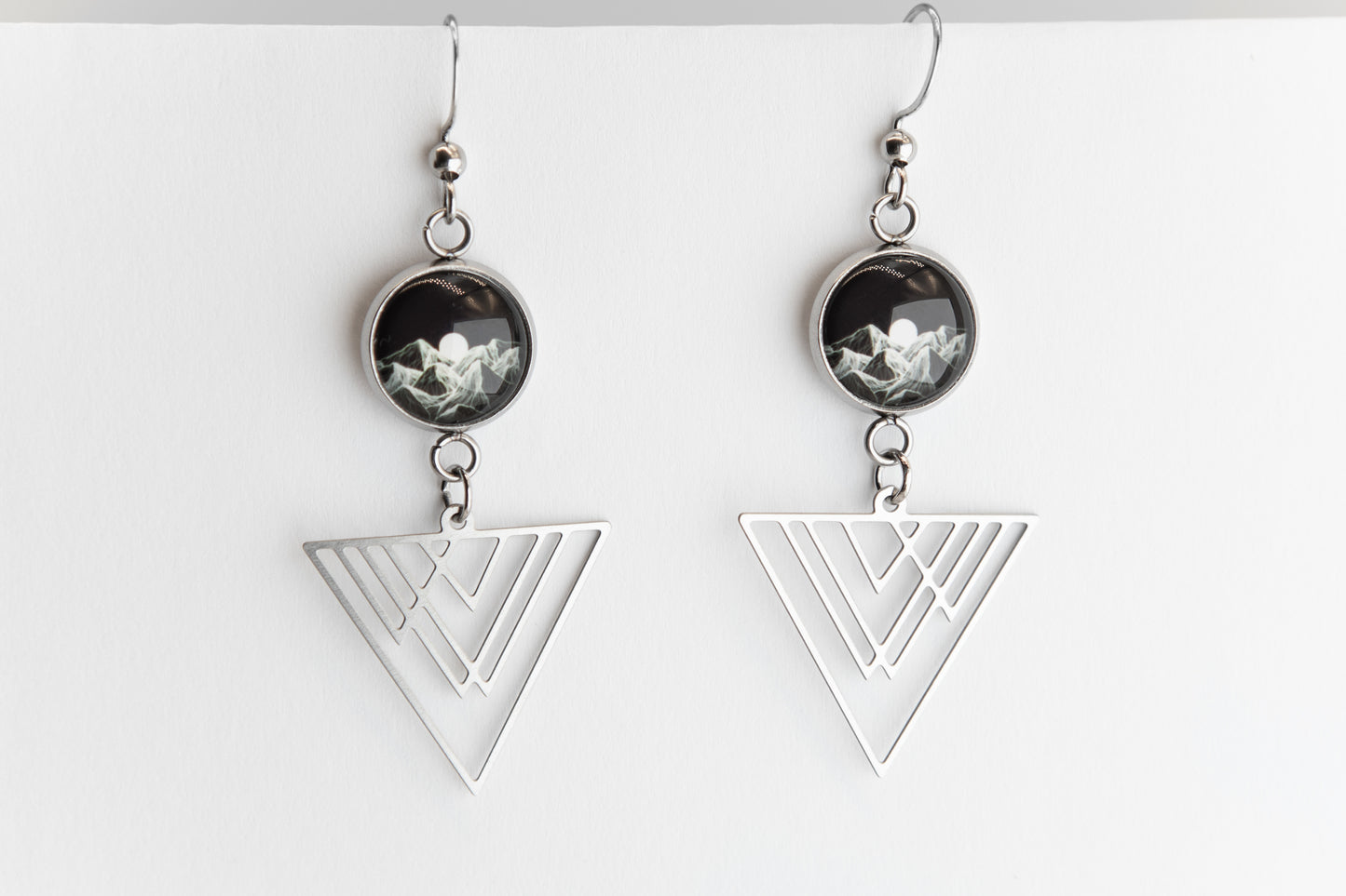 Mountain Moonrise Stainless Steel Earrings