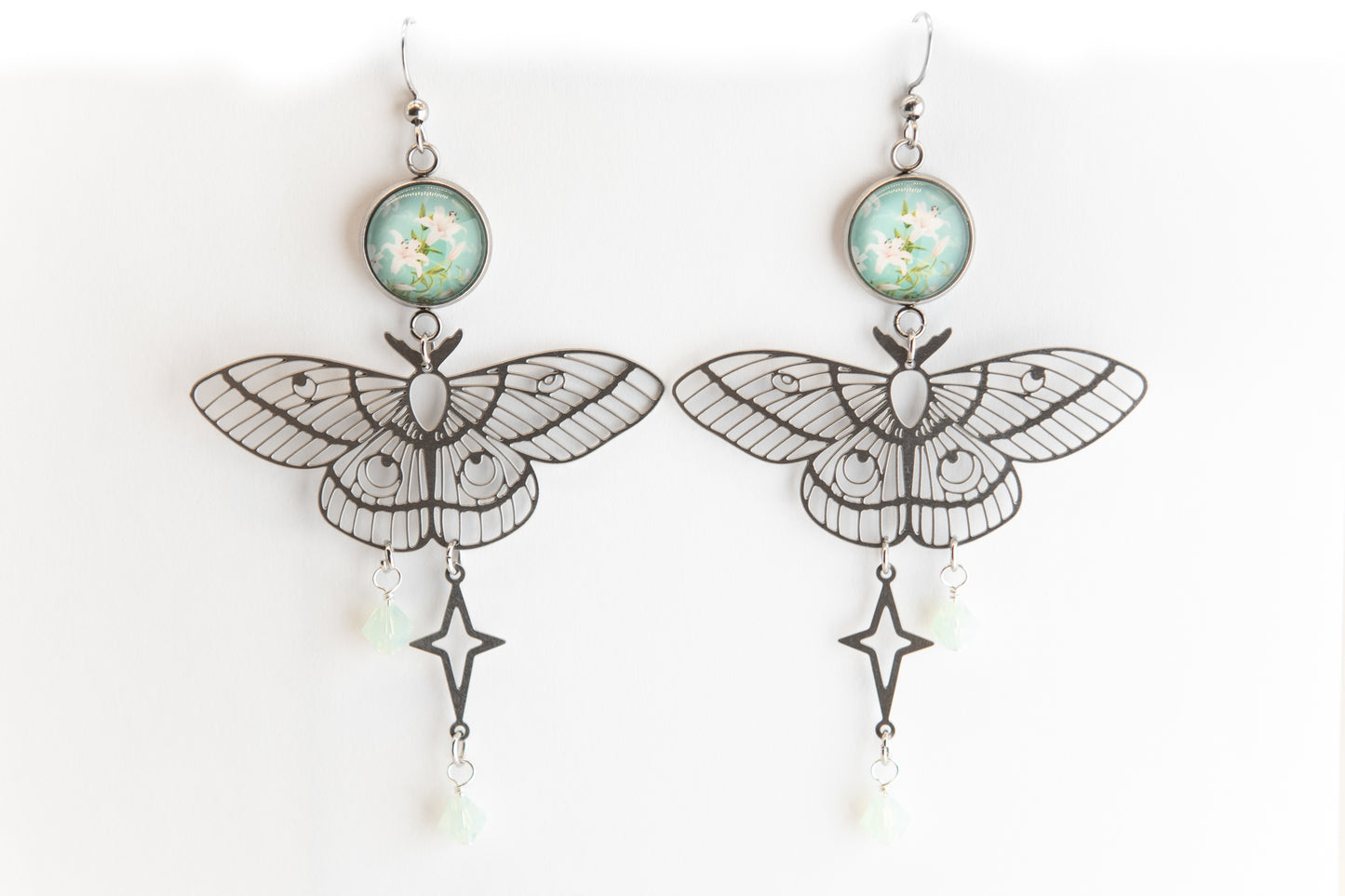 Lilly Butterfly Art Nouveau Stainless Steel Earrings