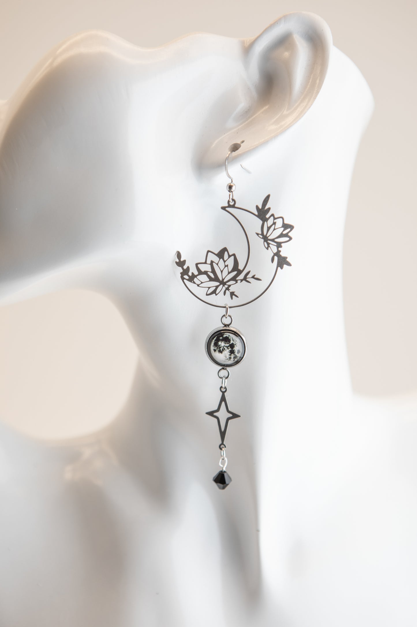 Harvest Moon Art Nouveau Stainless Steel Earrings