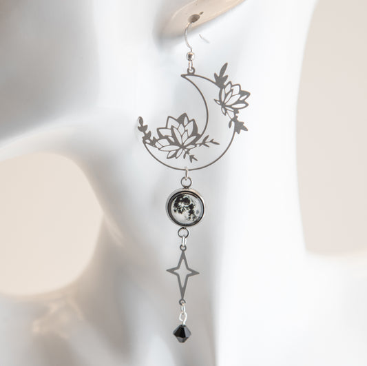 Harvest Moon Art Nouveau Stainless Steel Earrings