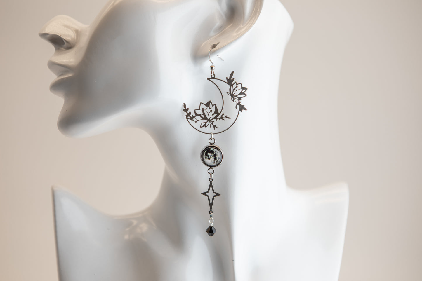 Harvest Moon Art Nouveau Stainless Steel Earrings