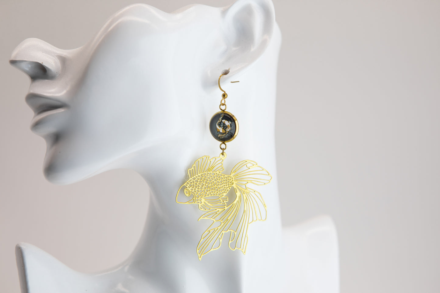 Koi Art Nouveau Brass Earrings