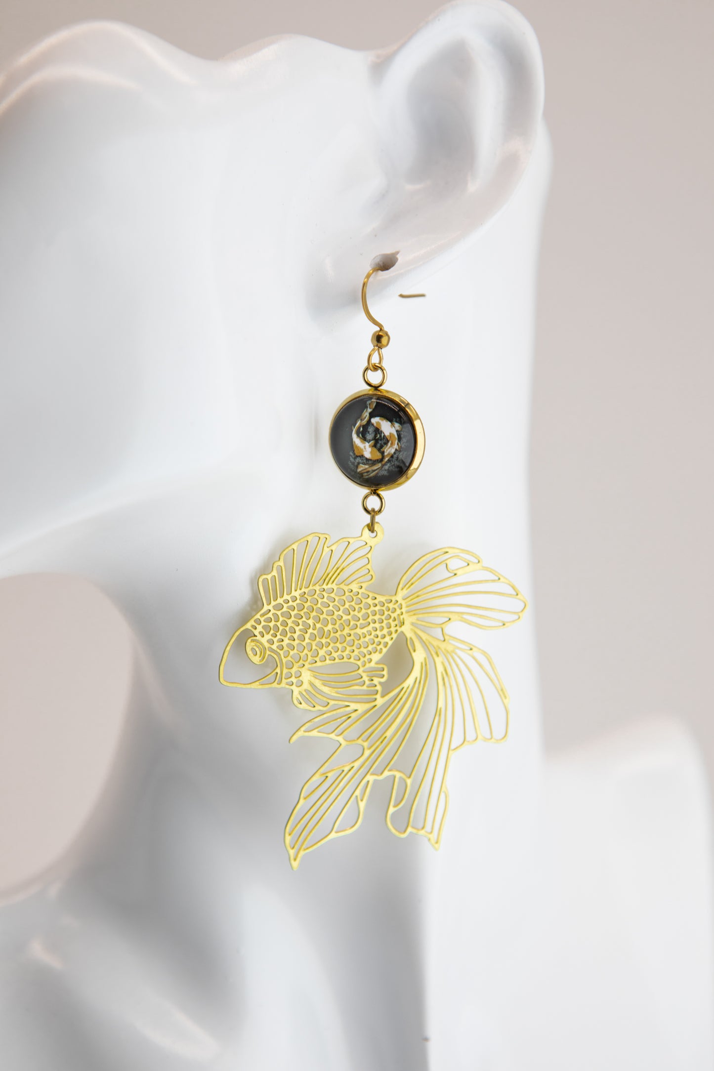 Koi Art Nouveau Brass Earrings