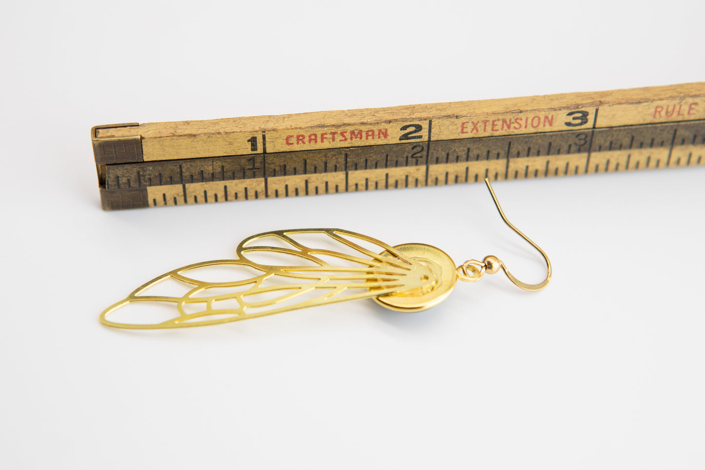 Dragonfly Wing Nouveau Brass Earrings