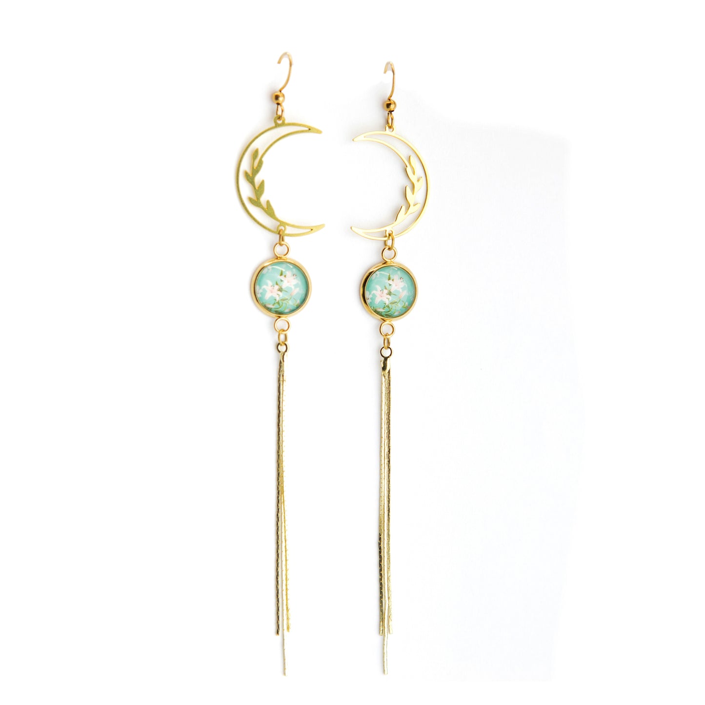 Lilly Moon Art Nouveau Brass Earrings