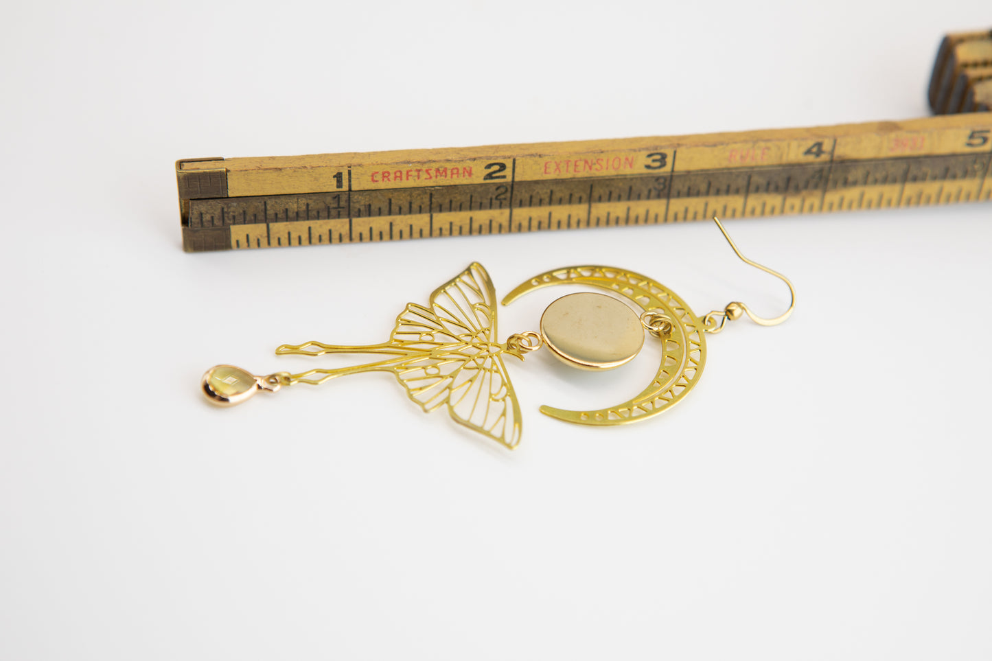 Matcha Moon Butterflies Art Nouveau Brass Earrings