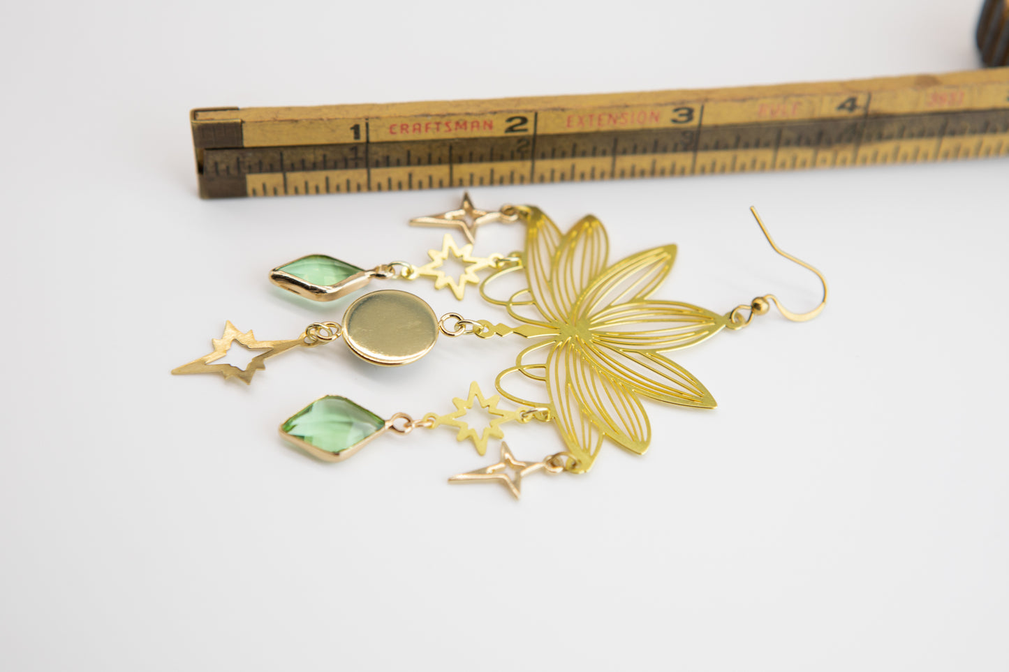 Grande Water Lilly Art Nouveau Brass Earrings