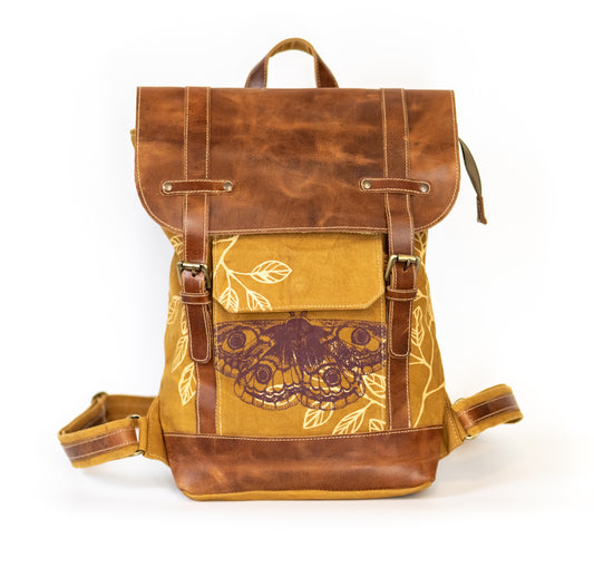 Moth Rising Recycled Canvas & Leather Backpack