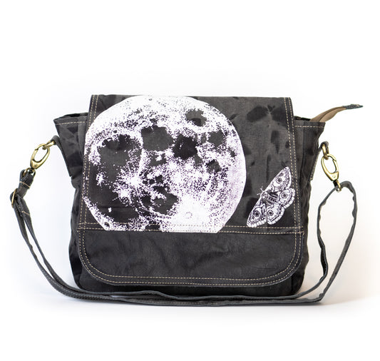 Lunar Moth Recycled Canvas Saddle Bag