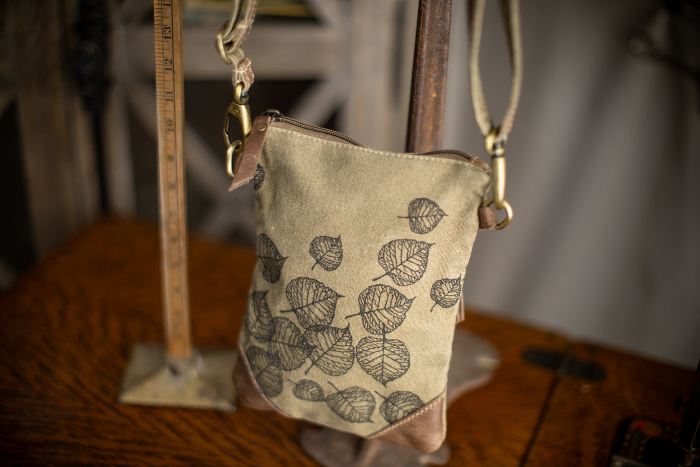 Leaves Recycled Small Canvas Sling