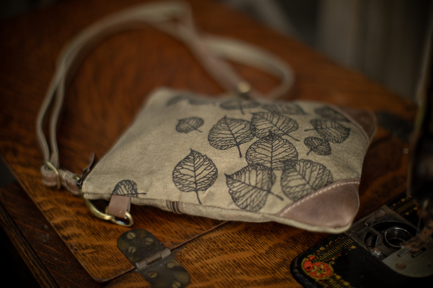 Leaves Recycled Small Canvas Sling