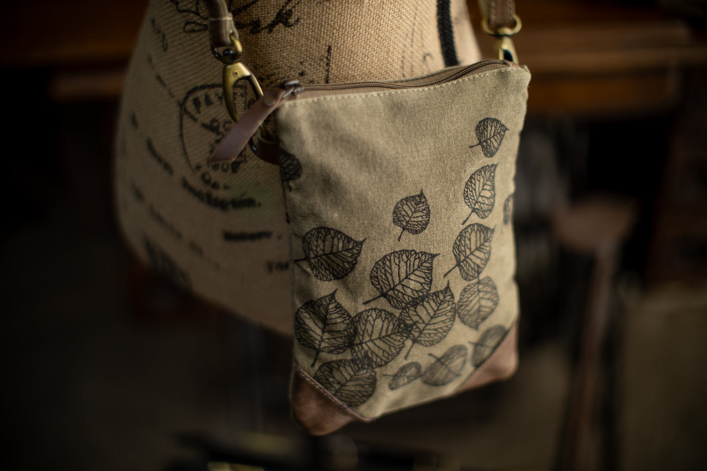 Leaves Recycled Small Canvas Sling