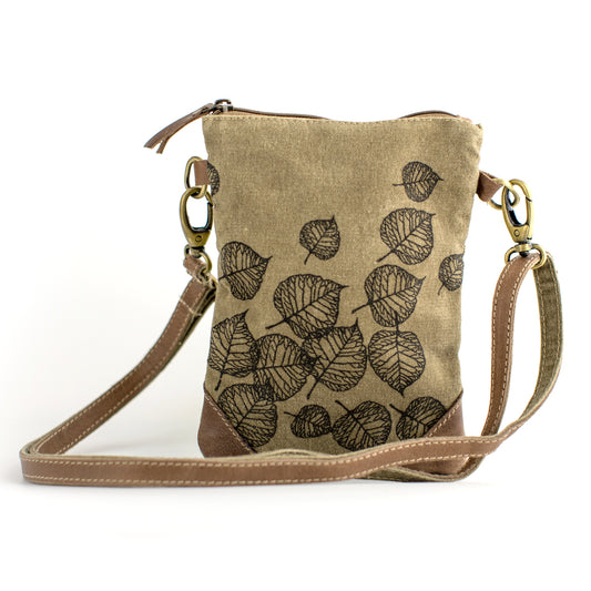 Leaves Recycled Small Canvas Sling