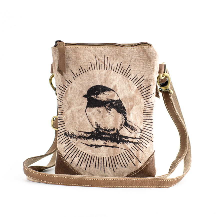 Chickadee Sunshine Recycled Small Canvas Sling