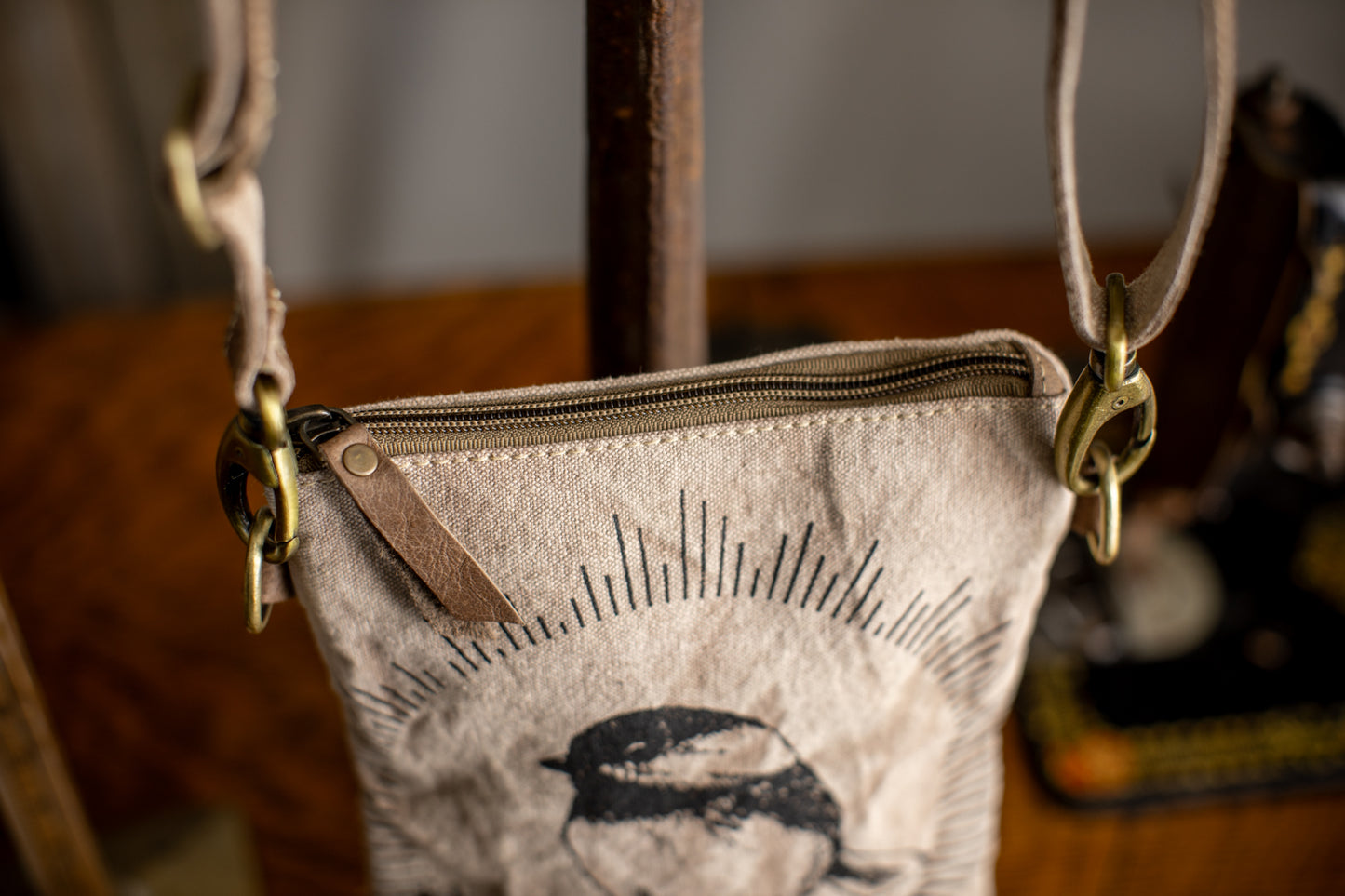 Chickadee Sunshine Recycled Small Canvas Sling