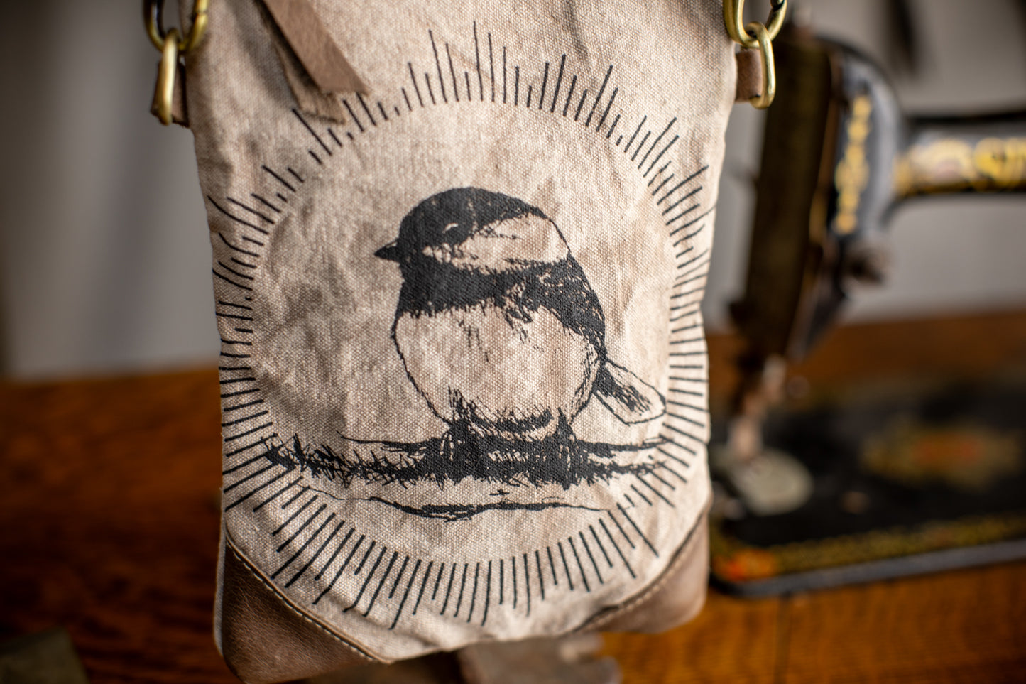 Chickadee Sunshine Recycled Small Canvas Sling