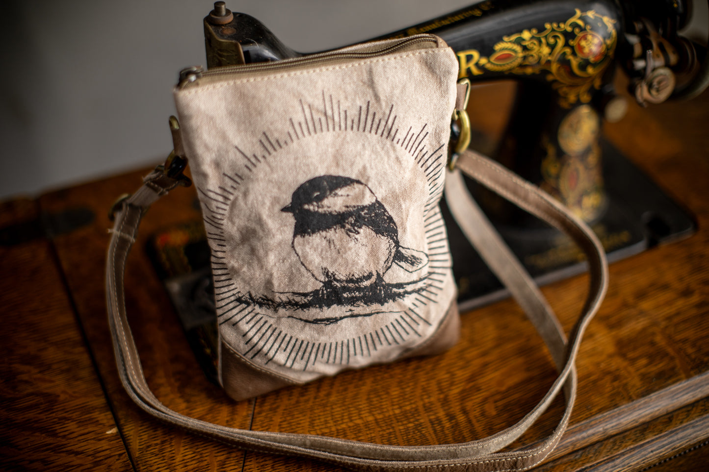 Chickadee Sunshine Recycled Small Canvas Sling