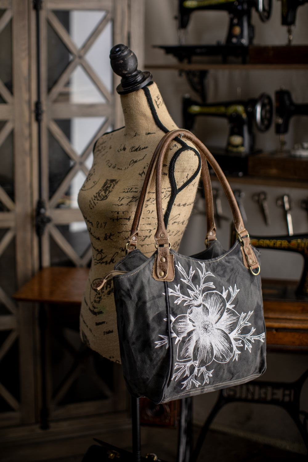 Pasque Flower Recycled Canvas Handbag