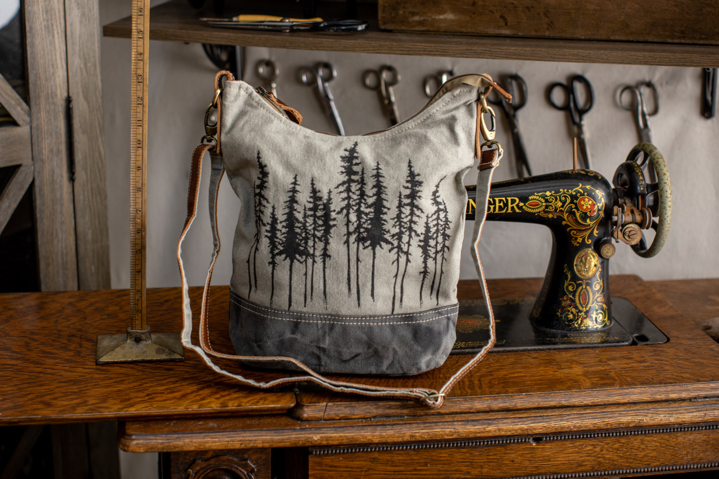 Black Spruce Recycled Medium Canvas Hobo Bag