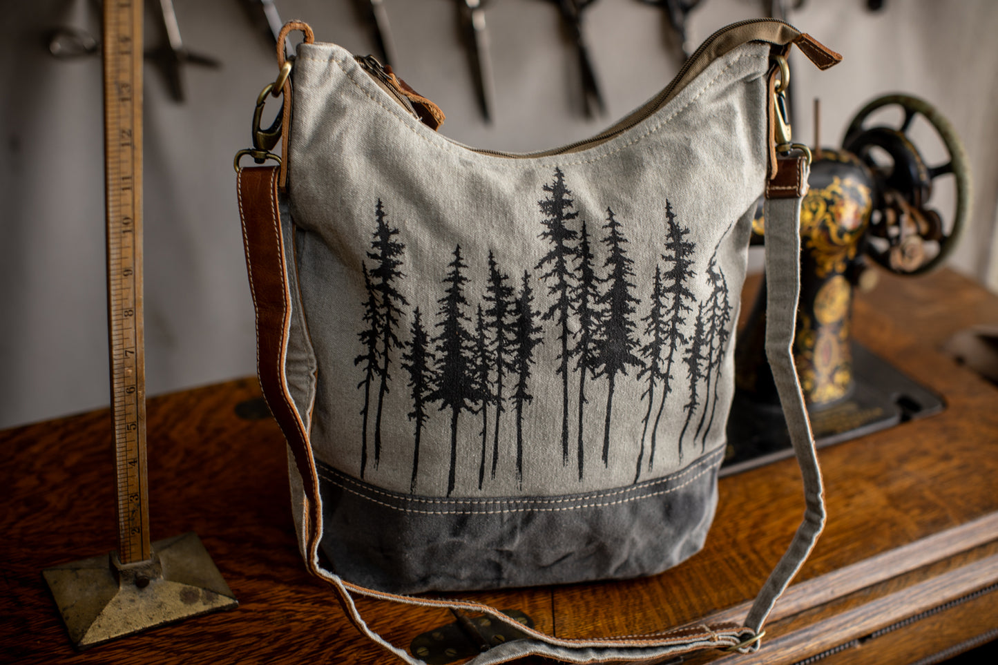 Black Spruce Recycled Medium Canvas Hobo Bag