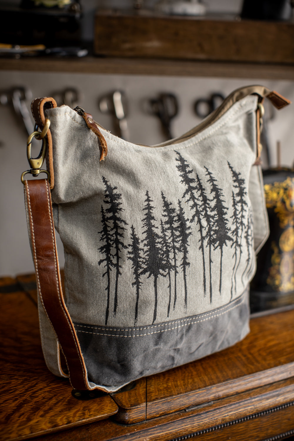 Black Spruce Recycled Medium Canvas Hobo Bag