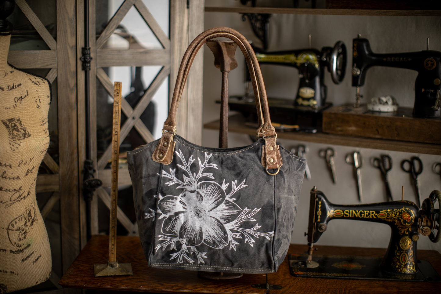 Pasque Flower Recycled Canvas Handbag