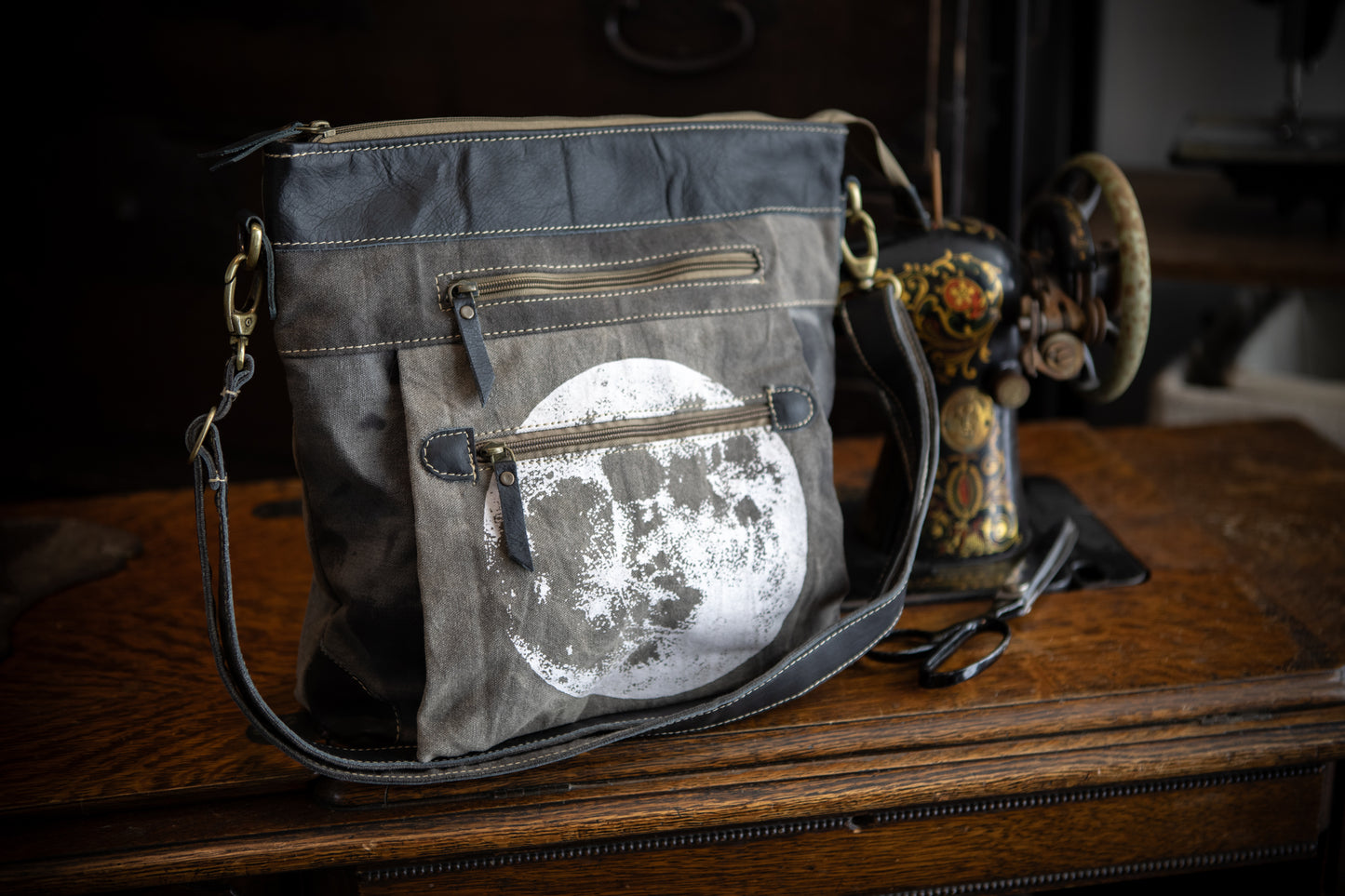 Full Moon Recycled Canvas Messenger